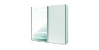 Armoire 2 portes coulissantes avec miroir - 150 cm- blanc alpin mat - collection ARSALA