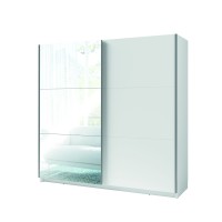 Armoire 2 portes coulissantes avec miroir - 150 cm- blanc alpin mat - collection ARSALA