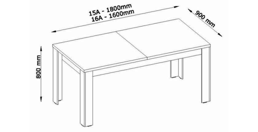 Table extensible 180-220 cm - chêne noble et noir - collection MERLIN