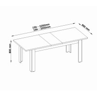 Table extensible 180-220 cm - chêne noble et noir - collection MERLIN