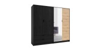 Armoire 4 Portes ISAC - Design Moderne avec Miroir et 2 Tiroirs