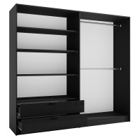 Armoire 4 Portes ISAC - Design Moderne avec Miroir et 2 Tiroirs