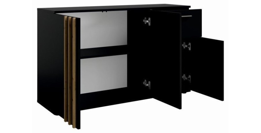 Commode VARIA - 3 portes et 1 tiroir - Design moderne coloris noir et chêne Artisan