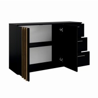 Commode VARIA - 2 portes et 3 tiroirs - Design moderne coloris noir et chêne artisan