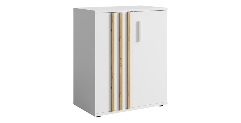 Commode VARIA - 2 Portes - Design moderne coloris blanc et chêne artisan