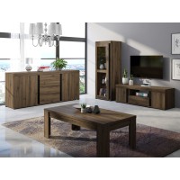 Grand buffet 220 cm - chêne noble et noir - Collection MERLIN