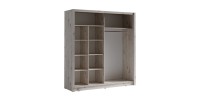 Armoire 205cm 2 portes coulissantes, coloris chêne wellington, collection OZZULA