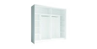 Ensemble chambre NOFI - Lit 140x200 cm avec sommier, 2 tiroirs, chevets, armoire et commode - blanc