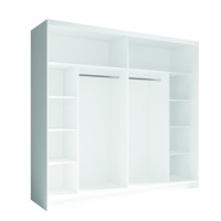 Ensemble chambre NOFI - Lit 140x200 cm avec sommier, 2 tiroirs, chevets, armoire et commode - blanc