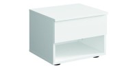 Ensemble chambre NOFI - Lit 160x200 cm avec sommier, 2 tiroirs, chevets, armoire et commode - blanc