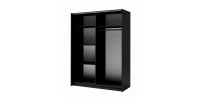 Armoire 2 portes coulissantes - Collection GOZU - Coloris gris graphite - 150 x 198 x 62 cm