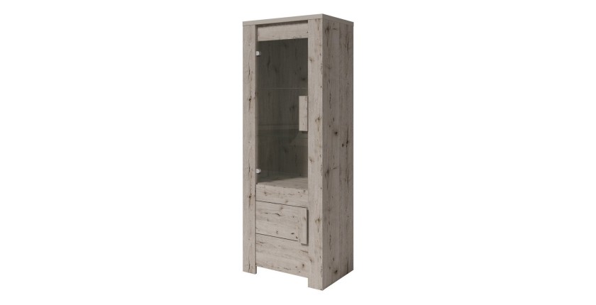 Petite vitrine LYON 2 portes - chêne wellington - 72 x 195 x 47 cm