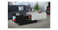 Table basse bar IZIA - Noir et blanc avec rangement - Dimensions 117 x 52 x 40 cm