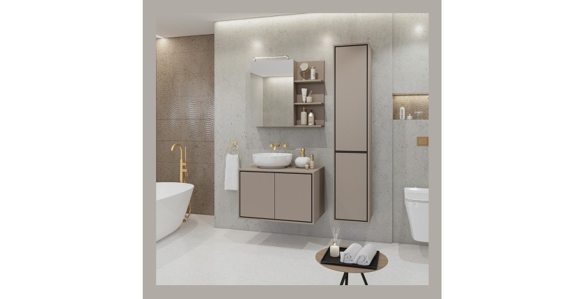 Miroir avec rangements de salle de bain GOBI coloris marron