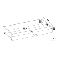 Lot de 2 tiroirs pour lit VOX coloris chêne et blanc