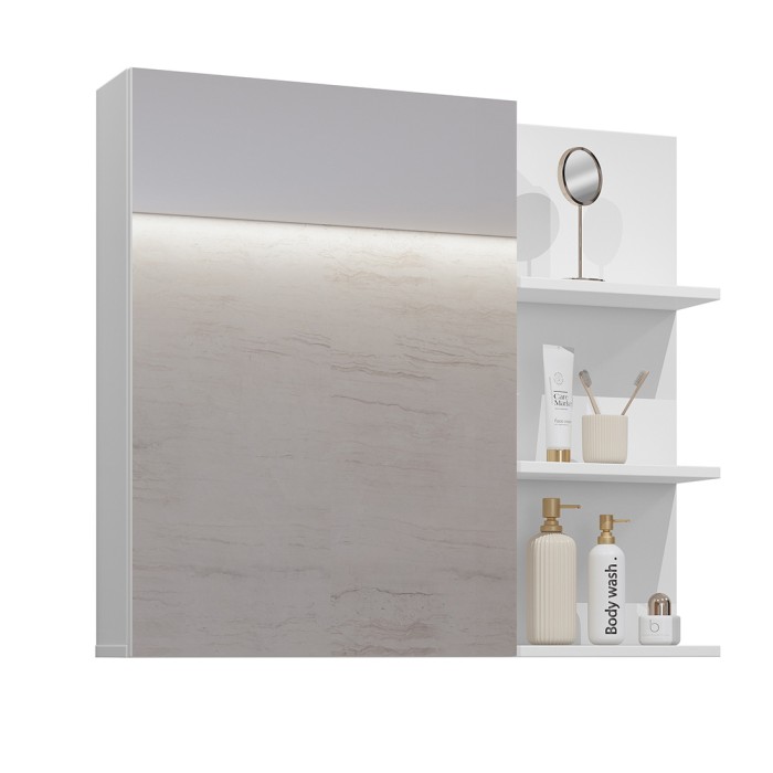 Miroir avec rangements de salle de bain GOBI coloris blanc et noir