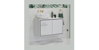 Meuble sous vasque de salle de bain 80cm avec 2 portes collection GOBI coloris blanc et noir.