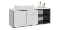 Meuble sous vasque de salle de bain 120 cm GOBI coloris blanc et noir