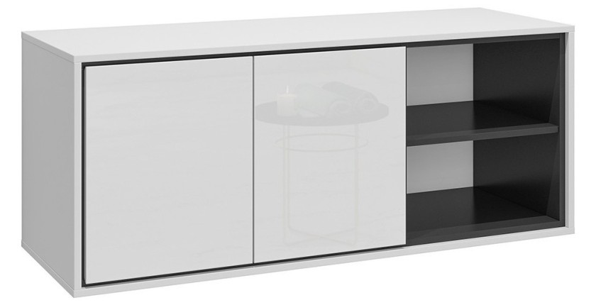 Meuble sous vasque de salle de bain 120 cm GOBI coloris blanc et noir