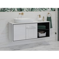 Meuble sous vasque de salle de bain 120 cm GOBI coloris blanc et noir