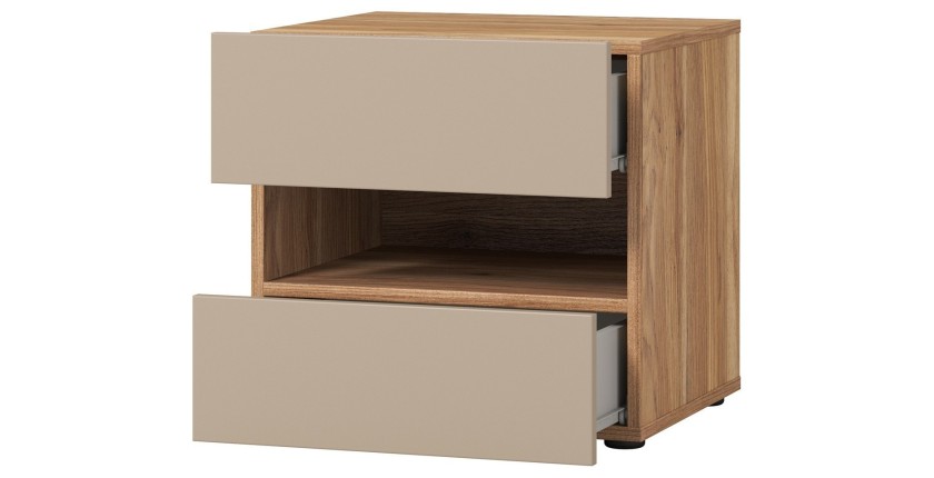 Ensemble Chambre à Coucher VOX – Lit 140x200, Commode, Table de Chevet, Armoire 150 cm avec LED