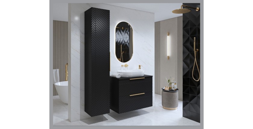 Colonne de salle de bain collection CHIC noir – Rangement moderne et élégant