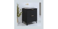 Meuble sous vasque de salle de bain 60cm avec 2 tiroirs collection CHIC coloris noir et doré