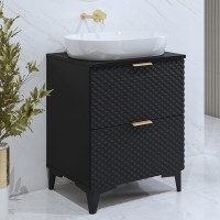 Meuble sous vasque de salle de bain 60cm avec 2 tiroirs collection CHIC coloris noir et doré