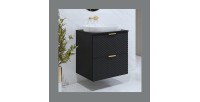 Meuble sous vasque de salle de bain 60cm avec 2 tiroirs collection CHIC coloris noir et doré