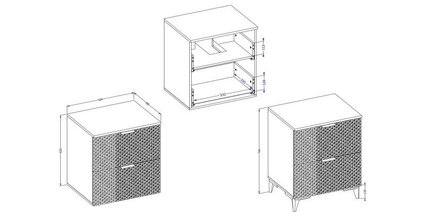 Meuble sous vasque de salle de bain 60cm avec 2 tiroirs collection CHIC coloris noir et doré