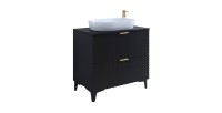 Meuble sous vasque de salle de bain 80cm avec 2 tiroirs collection CHIC coloris noir et doré