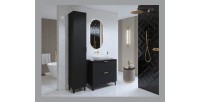 Meuble sous vasque de salle de bain 80cm avec 2 tiroirs collection CHIC coloris noir et doré