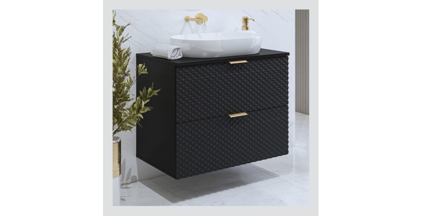 Meuble sous vasque de salle de bain 80cm avec 2 tiroirs collection CHIC coloris noir et doré