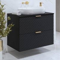 Meuble sous vasque de salle de bain 80cm avec 2 tiroirs collection CHIC coloris noir et doré