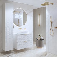 Colonne de salle de bain collection CHIC blanc et doré – Rangement moderne et élégant