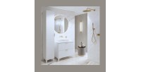 Meuble sous vasque de salle de bain 80cm avec 2 tiroirs collection CHIC coloris blanc et doré