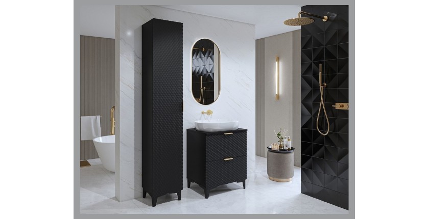 Ensemble de 2 meubles de salle de bain collection CHIC coloris noir et doré. Meuble sous vasque 60cm