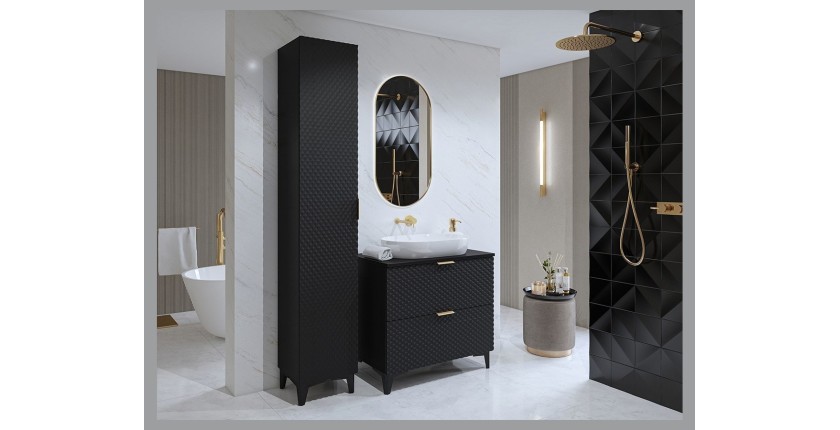 Ensemble de 2 meubles de salle de bain collection CHIC coloris noir et doré. Meuble sous vasque 80cm