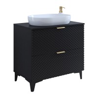 Ensemble de 2 meubles de salle de bain collection CHIC coloris noir et doré. Meuble sous vasque 80cm