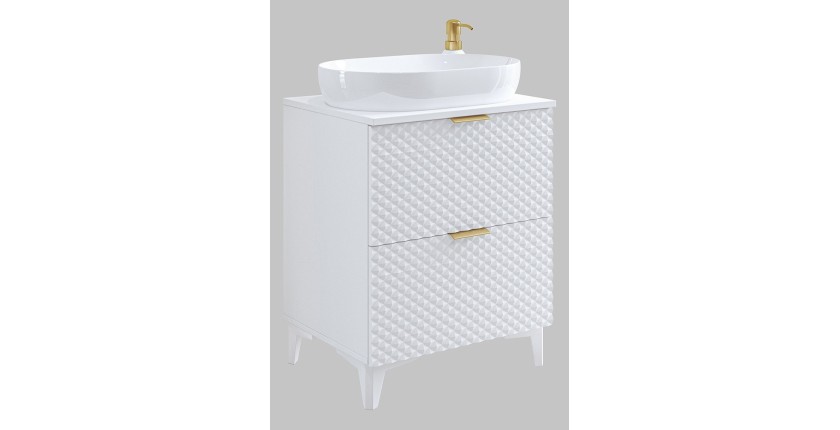 Ensemble de 2 meubles de salle de bain collection CHIC coloris blanc et doré. Meuble sous vasque 60cm