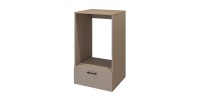 Meuble de rangement pour machine à laver collection WASHING – 1 tiroir – Taupe et chêne