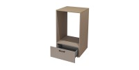 Meuble de rangement pour machine à laver collection WASHING – 1 tiroir – Taupe et chêne