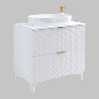 Ensemble de 2 meubles de salle de bain collection CHIC coloris blanc et doré. Meuble sous vasque 80cm