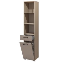 Ensemble de meuble de rangement pour machine à laver collection WASHING – Meuble bas et meuble haut – Taupe et chêne