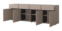 Buffet XL coloris beige et noir 225cm collection HAVANA. Bahut  design avec 4 portes et 4 tiroirs.