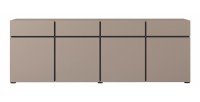 Buffet XL coloris beige et noir 225cm collection HAVANA. Bahut  design avec 4 portes et 4 tiroirs.