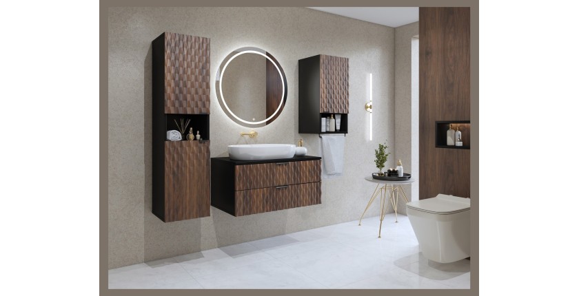 Meuble de salle de bain collection KING – Chêne foncé et noir