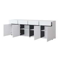 Buffet XL coloris blanc et noir 225cm collection HAVANA. Bahut  design avec 4 portes et 4 tiroirs.