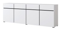 Buffet XL coloris blanc et noir 225cm collection HAVANA. Bahut  design avec 4 portes et 4 tiroirs.