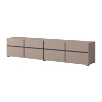 Meuble TV XL coloris beige et noir 225cm collection HAVANA. Meuble design avec 4 portes et 4 tiroirs.